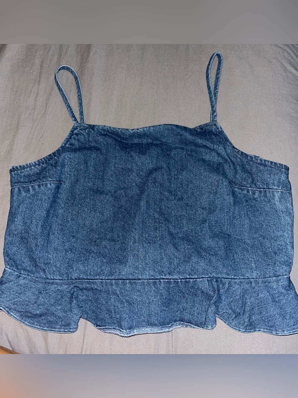 American Eagle Outfitters Light Blue Denim Smocked Tank Top